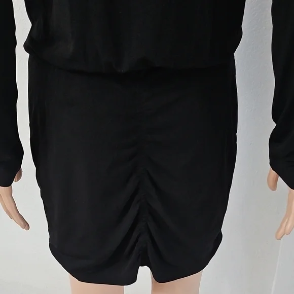 BCBGeneration Black Ribbed Ruched Long Sleeve Sheath Dress - Picture 7 of 11